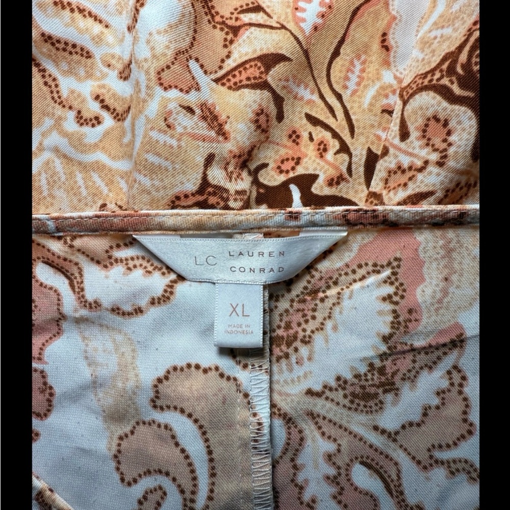 Cottagecore Fall Colors Pink and Brown Floral Blouse Size XL - Picture 4 of 6